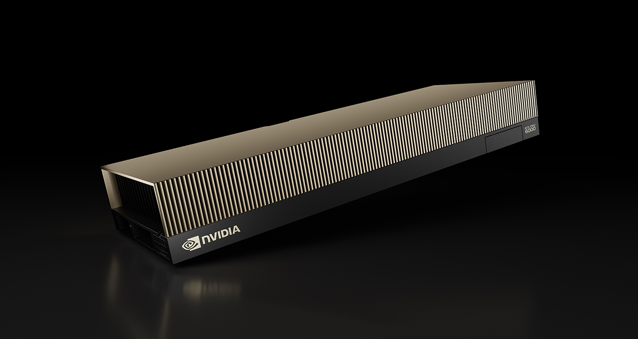 NVIDIA RTX PRO™ 6000 Blackwell Server Edition GPU with a gold ribbed heat sink design